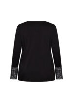 ryggen af langærmet sort bluse med blonder på ærmerne. Wasabi WA-STELLA 24 Bluse Black