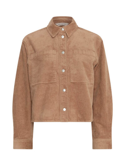 kort brun jakke med trykknapper. MOSS Copenhagen MSCHArcelle Geggo Shirt