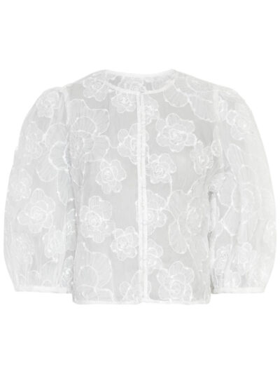 hvid bluse MOSS Copenhagen MSCHIsmene 3/4 Shirt EMB