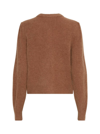 ryggen af kort brun cardigan MOSS Copenhagen MSCHMiabelle Hope Cardigan | Toasted Coconut