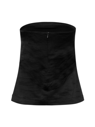 lynlås bagpå stropløs sort top. MOSS Copenhagen MSCHSpencer Strapless Top black