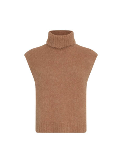 carmel brun vest i strik med rullekrave. MOSS Copenhagen MSCHThira Salmia R Vest