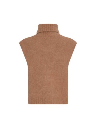 ryggen af carmel brun vest i strik med rullekrave. MOSS Copenhagen MSCHThira Salmia R Vest