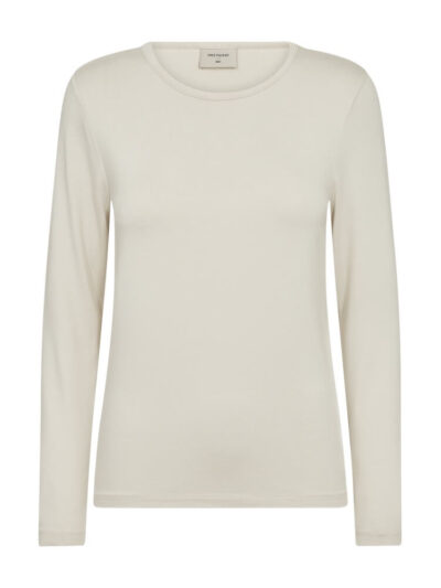 creme hvid bluse med lange ærmer Freequent FQLIANA-TEE Moonbeam