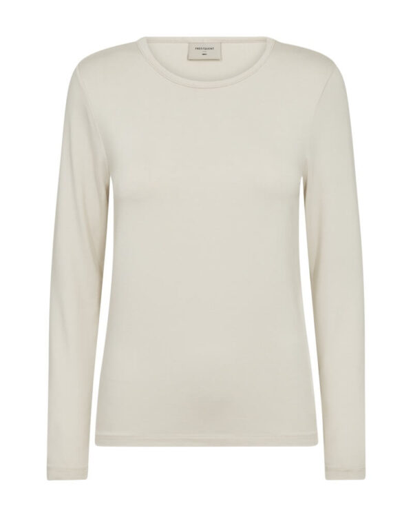 creme hvid bluse med lange ærmer Freequent FQLIANA-TEE Moonbeam