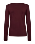 ryggen af lanærmet bordeaux rød bluse med rund hals. Freequent FQLIANA-TEE Port Royale
