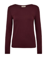 lanærmet bordeaux rød bluse med rund hals. Freequent FQLIANA-TEE Port Royale