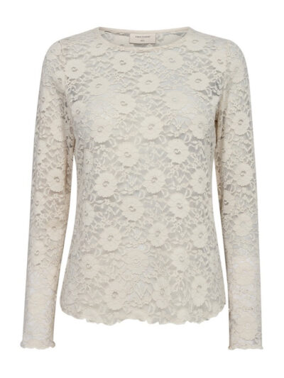 creme hvid blondebluse let gennemsigtig. Freequent FQLENNON-BLOUSE Moonbeam