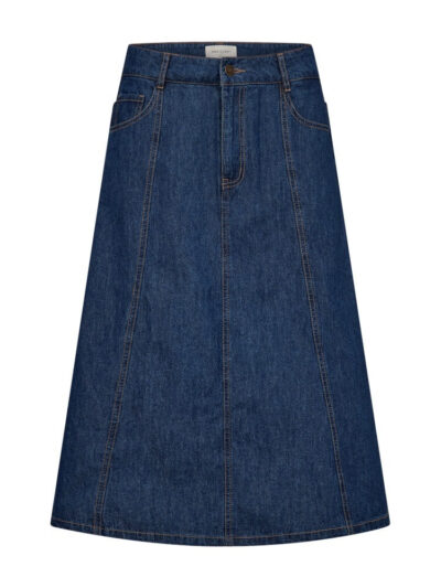 blå denimnederdel mellemlang Freequent FQLISEA-SKIRT Medium Blue Denim
