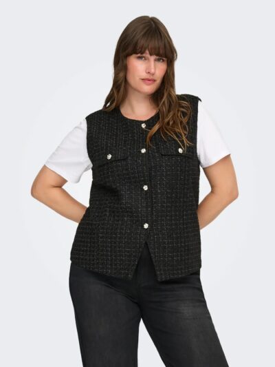 ONLY Carmakoma CARSHONA LIFE S/L BOUCLE WAISTCOAT | Black
