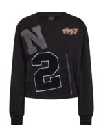 sort sweatshirt med lynlås og broderi. NÜ Asis Sweat Black