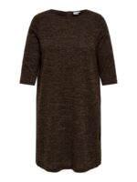 strikkjole med 3/4 ærmer. ONLY Carmakoma CARMARTHA Knee Dress Dark Earth