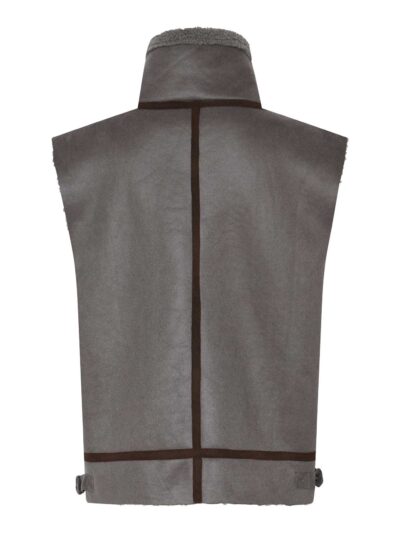 ryggen af vest i immiteeret ruskind Humble MILEYHBS Vest Light brown combi