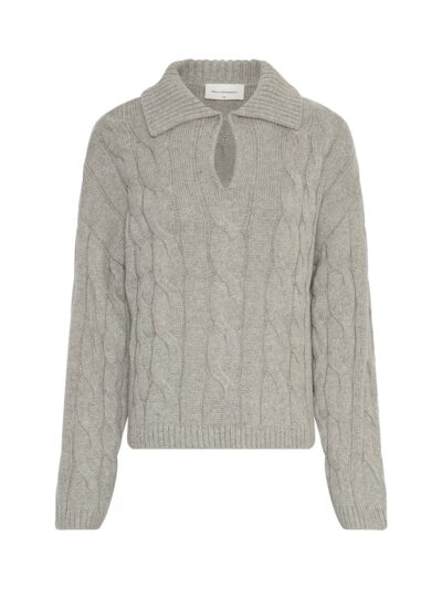 beige strik med krave. MOSS Copenhagen MSCHPavana Peony Pullover