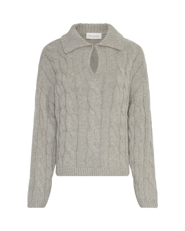 beige strik med krave. MOSS Copenhagen MSCHPavana Peony Pullover