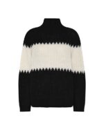 høj hals på sort strik med hvid Humble MASONHBS Pullover Black comb