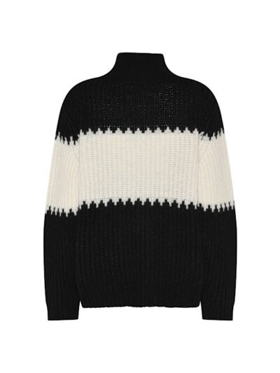 sort strik med hvid Humble MASONHBS Pullover Black combi