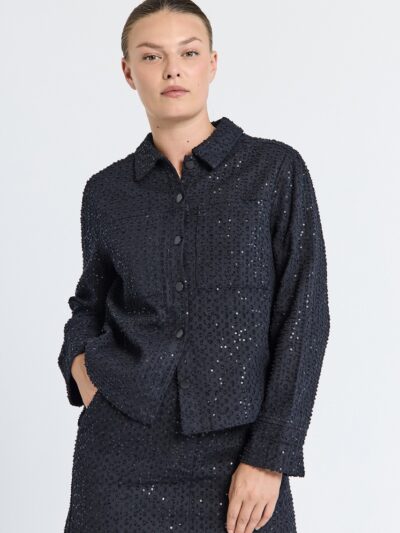 glitrende kort sort jakke med pallietter. Freequent FQSHOW-JACKET Black
