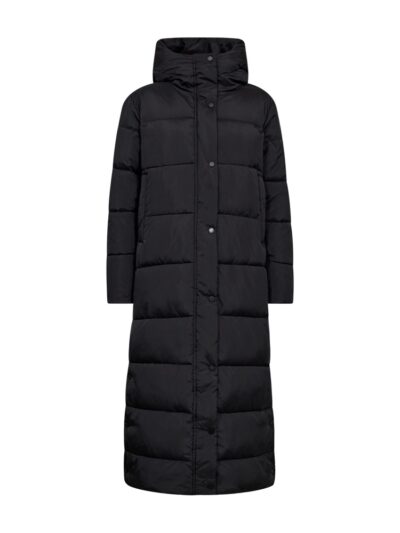 sort lang vinterjakke med hætte. Freequent FQLULA-JACKET Black