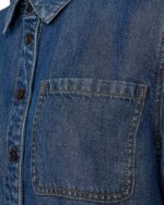 brystlomme på kortærmet denimbluse Freequent FQMILO-SHIRT Medium Blue Denim